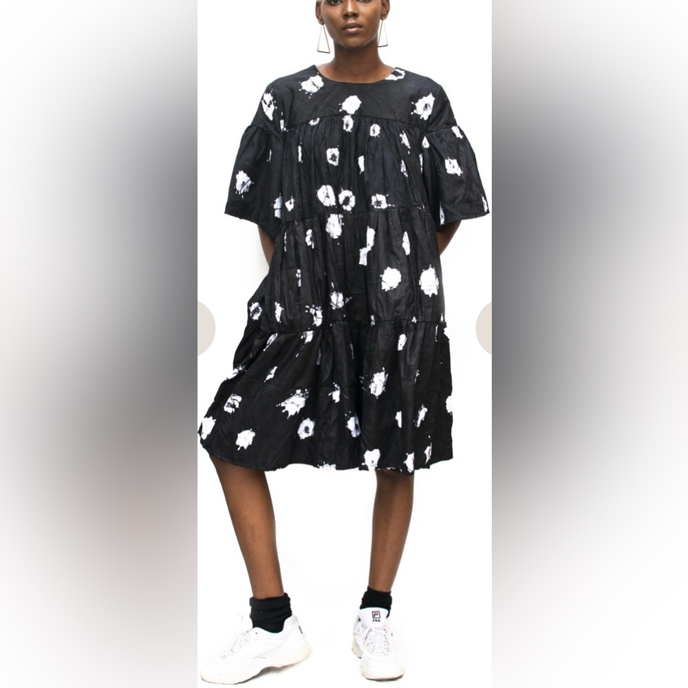 BUSAYO Gbenga African Swing Black White Dress M NWT